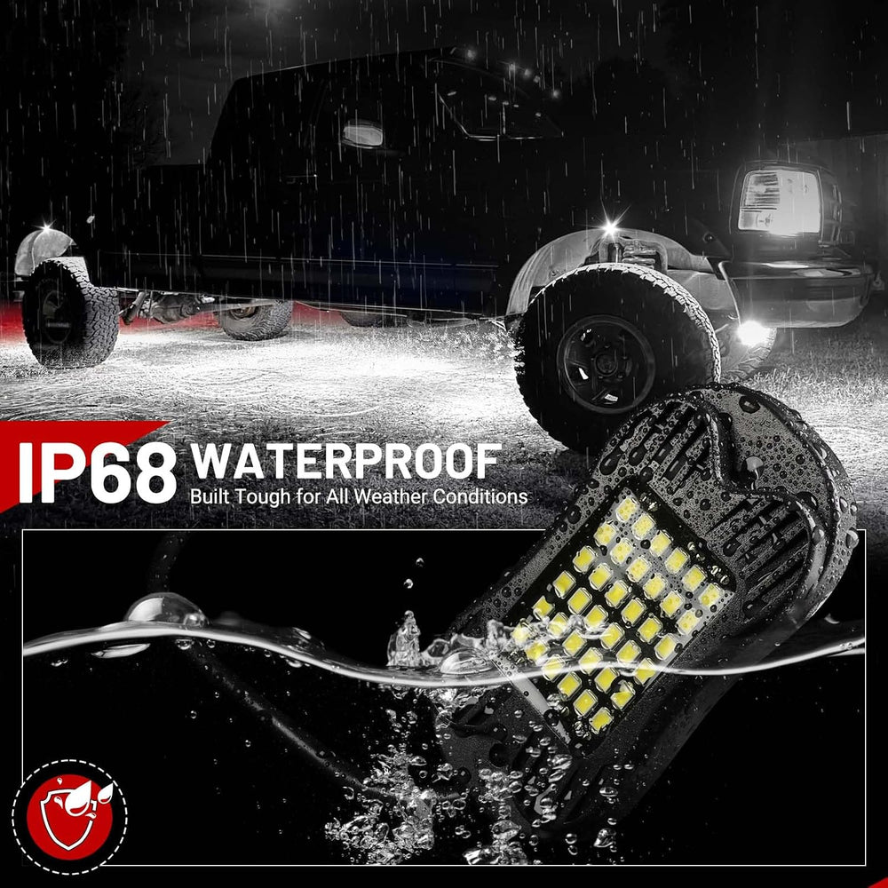 SHINIGHT 24 Pods White Rock Lights 6000K Pure White Super Bright Underglow Li...