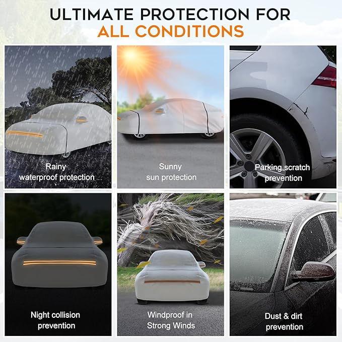 Car Cover Waterproof All Weather, 6 Layers