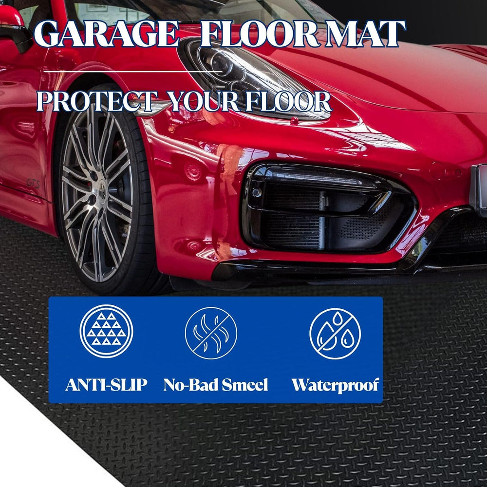 BESEA 4 x 10 FT Garage Floor Mat, Diamond Plate Rubber Flooring Roll
