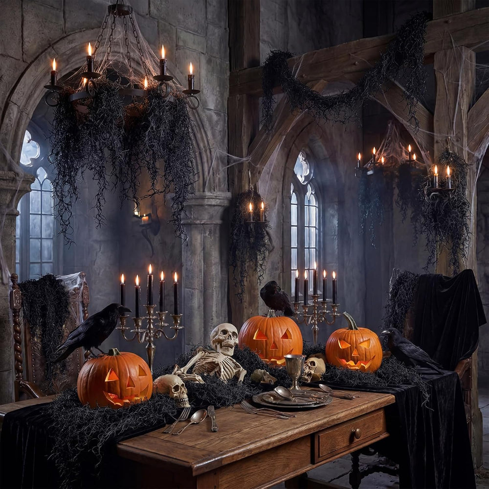 Hotop 2 Pc Artificial Spanish Moss Halloween Gothic Decor,Black