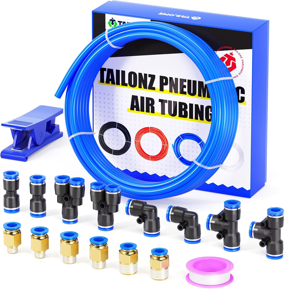 TAILONZ 14mm OD 10mm ID PU Air Hose Pipe Tube Kit 5 Meter 16.4ft