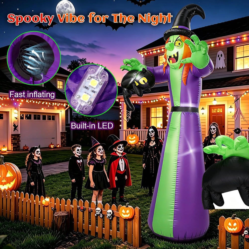 12 FT Giant Halloween Inflatables Witch Outdoor Decoration-Huge Blow Up Spook...