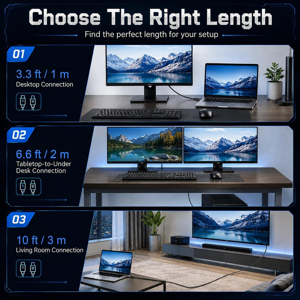 Diyanisly 4K@30Hz DisplayPort to HDMI Cable 3.3 Feet 10 Pack