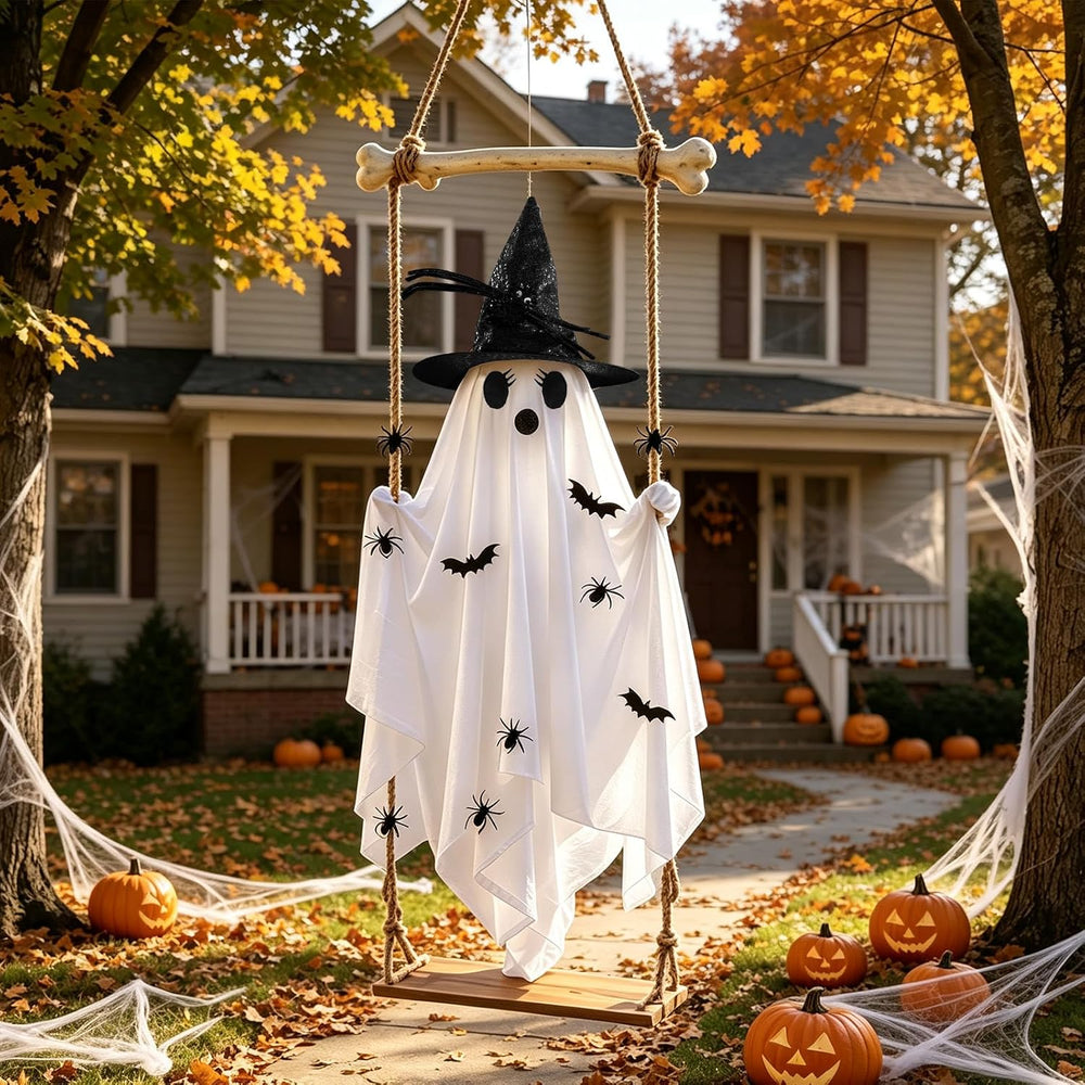 Halloween Decorations Outdoor,Large Hanging Swing Ghost Halloween Decor