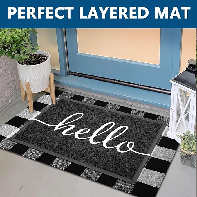 EARTHALL Funny Hello Mats Outside/Inside 71"x47", Front Door Mat Ou...