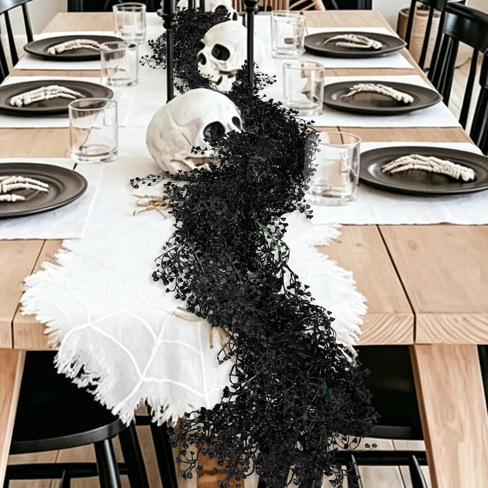 RECUTMS 4Pcs Artificial Black Wisteria Garland 5.6Ft Plastic Halloween Vine