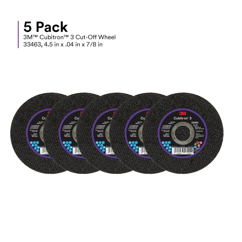 3M™ Cubitron™ 3 Cut-Off Wheel 33463, 4.5 in x 0.04 in x 7/8 in, Long Lasting ...