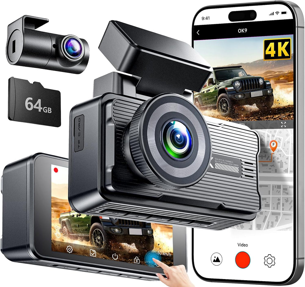 4K Dash Cam,5G WiFi Car Camera Built-in GPS,4K+1080P Dash Cam Front and Rear ...