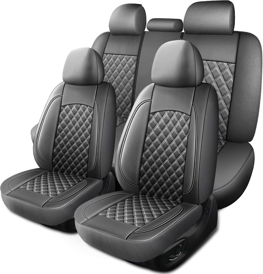 Car Seat Covers Full Set, Breathable and Waterproof Napa Leather Car Seat Cover