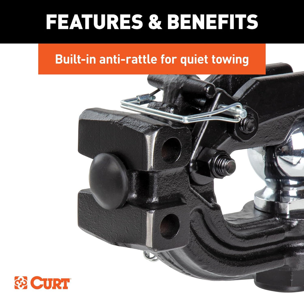 CURT 45908 Adjustable Ball and Pintle Channel Mount, 2-1/2" Shank, 20K