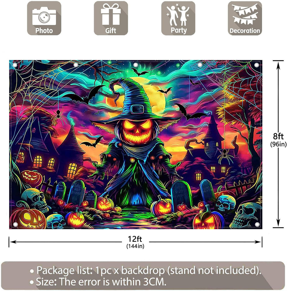 12x8ft Colorful Halloween Pumpkin Photography Backdrop