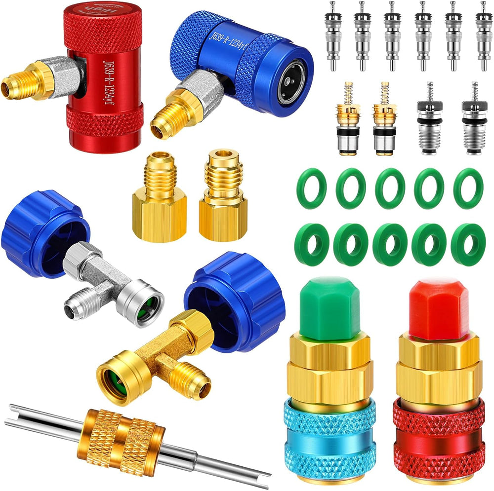 Yaocom 29 Pcs Automotive R1234YF Quick Couplers Kit, AC R1234YF Adapter and S...