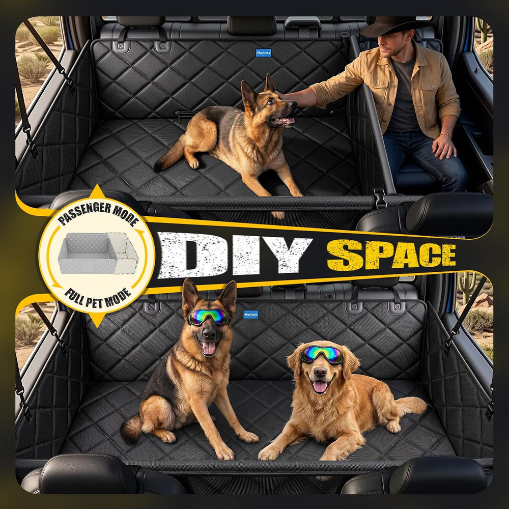 Rorhxia XL Dog Truck Seat Cover for Back Seat with 3 Support Rods