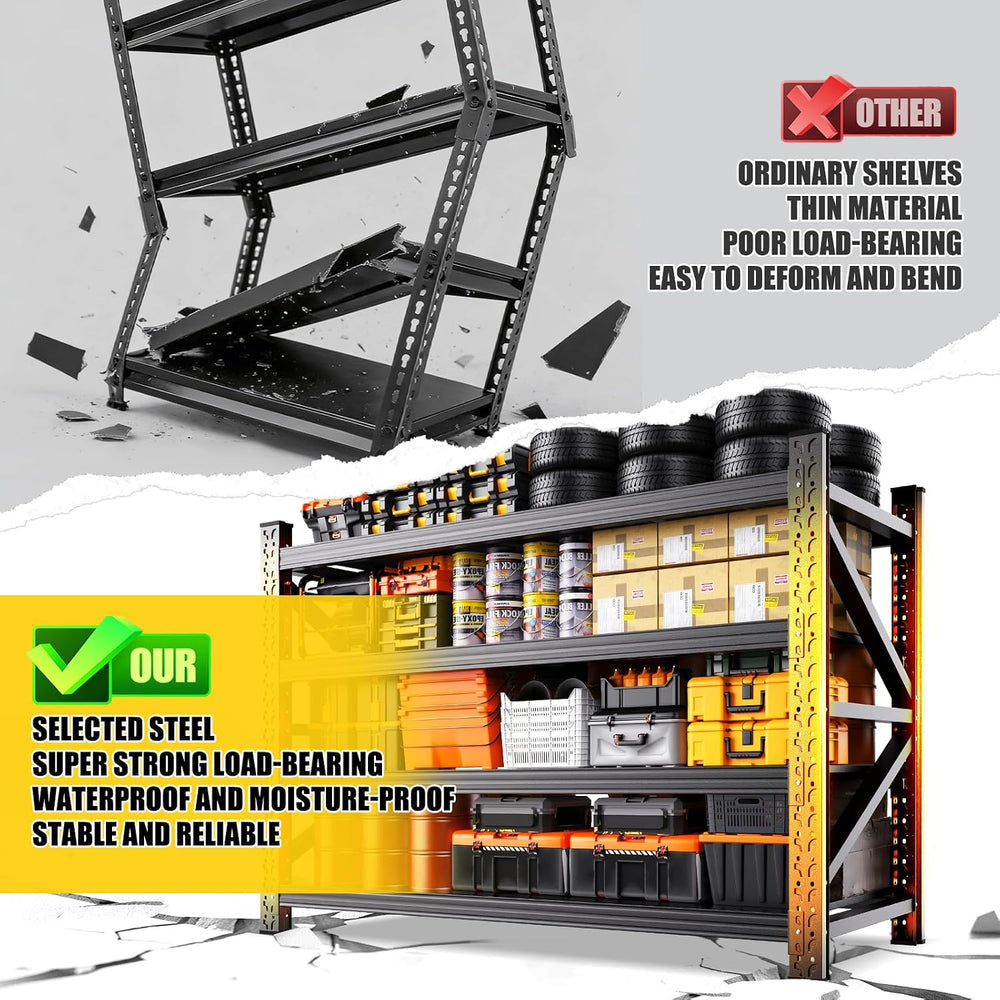Garage Shelving 4 Tier Heavy Duty Storage Shelves 6000LBS Metal Shelving Unit...