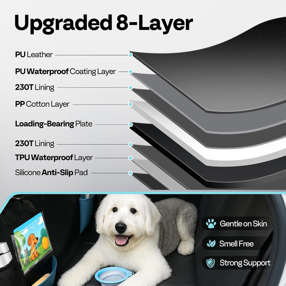 Dog Car Seat Cover for Back Seat 53" with Hard Bottom