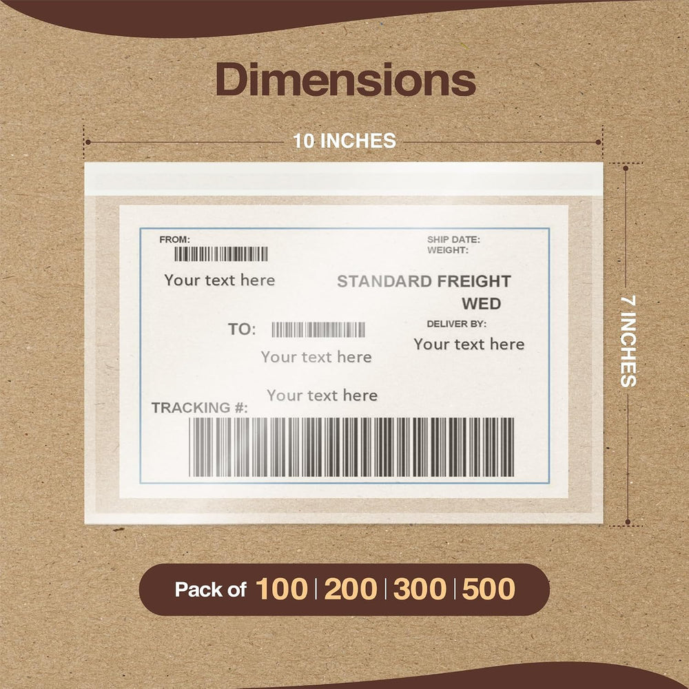 7x10 Shipping Label Sleeves 500 Pack-Strong Adhesive