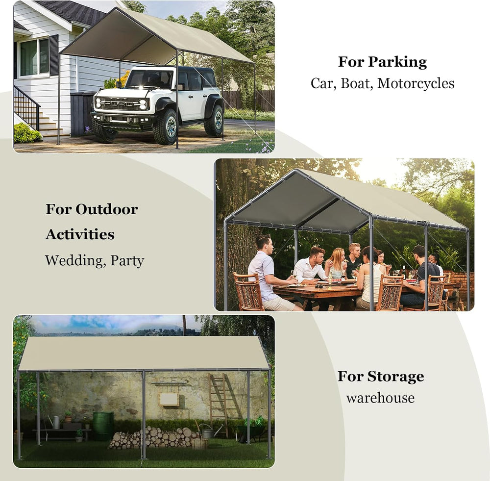 Carport, 10x20ft Heavy Duty Portable Garage, Car Port with Storage Shed, Car ...