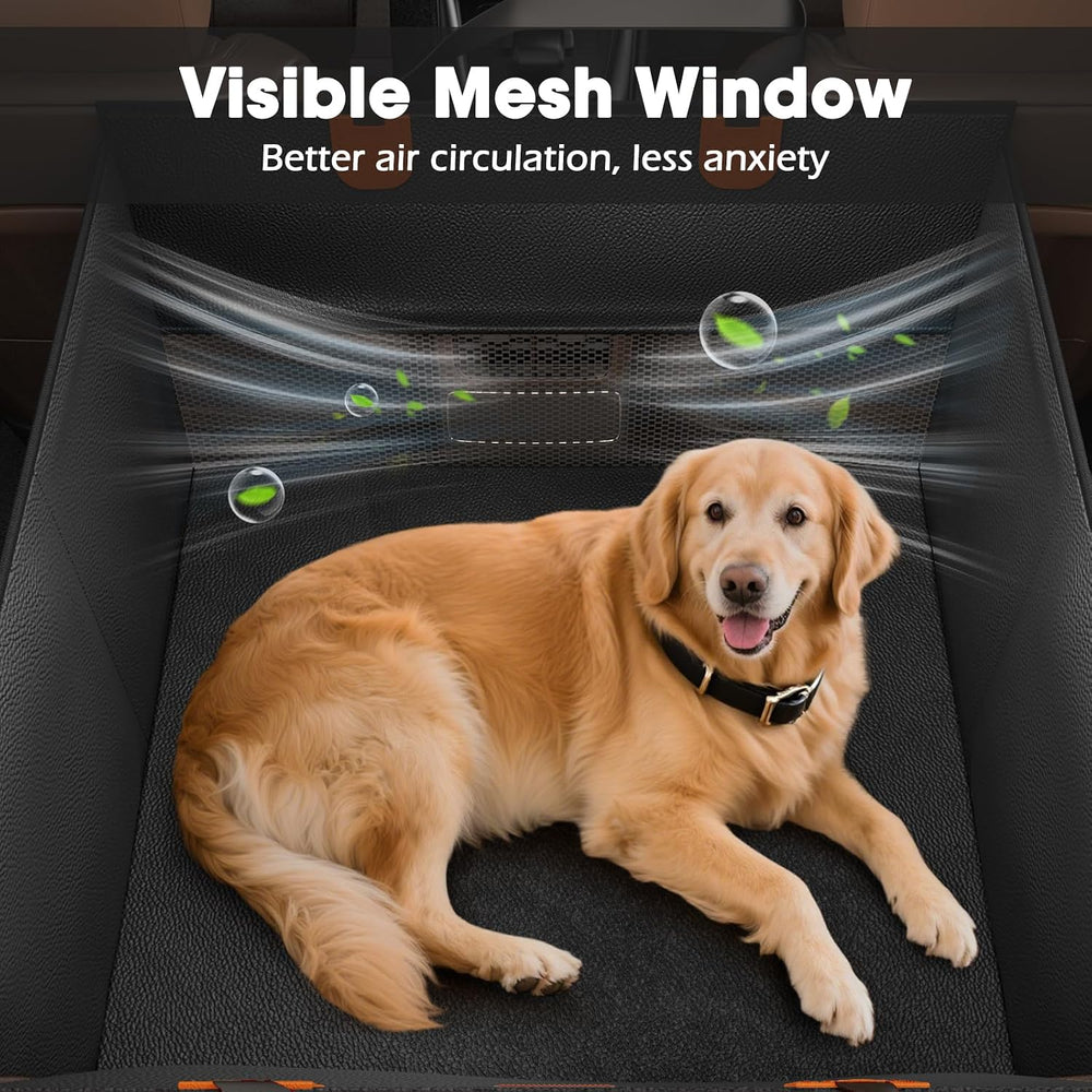 FURTIME Large Dog Car Seat, Upgraded PU Leather Back Seat Extender with Hard ...