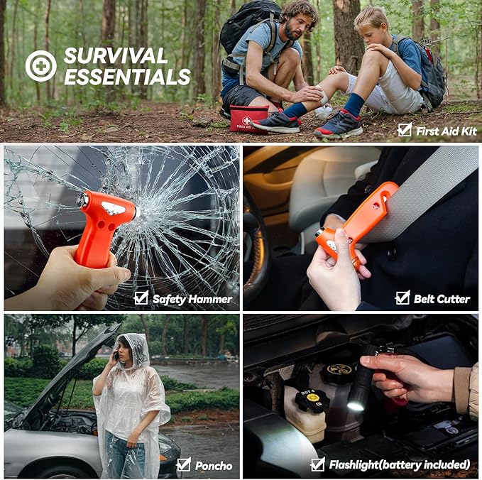 Car Emergency Kit with Portable Air Compressor, Winter Car Safety Roadside