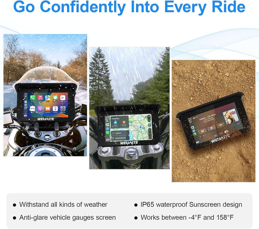 Portable 5" Wireless Motorcycle Carplay (Include 128 GB TF) with 1080P D...