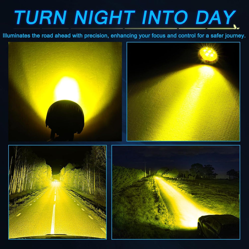 Amber LED Pod Lights, ACEC SHOP 2PCS 42W 3.5 Inch Round Fog Lights Spot Beam ...