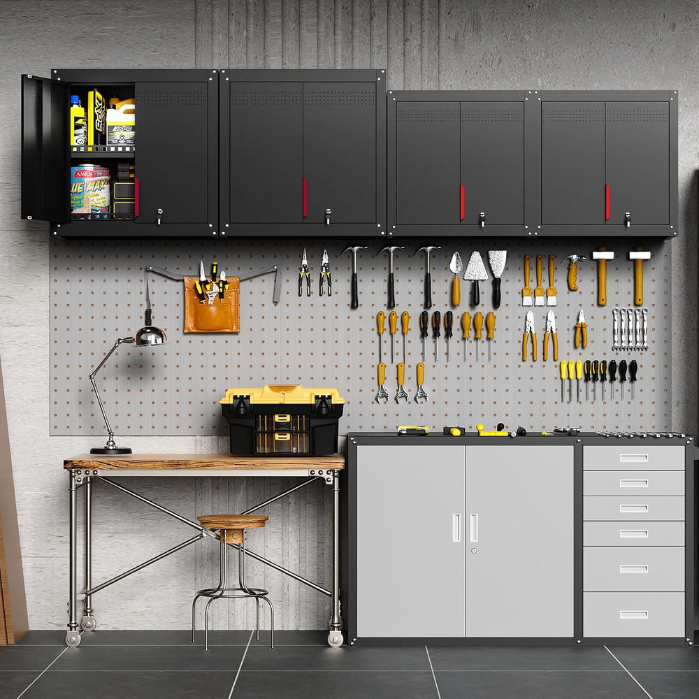 30" Metal Garage Wall Cabinet,Metal Wall Cabinets with Lock & Adjust...