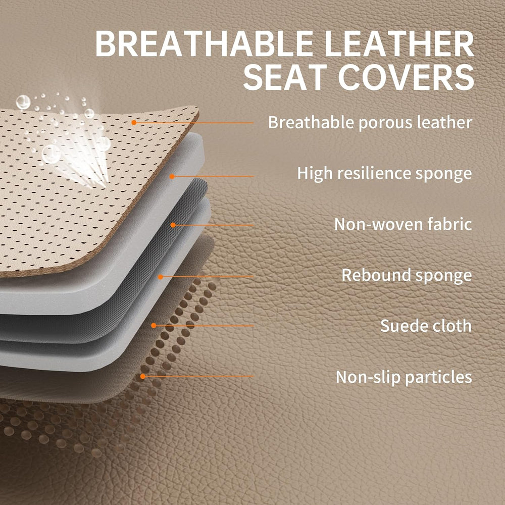Beige Car Seat Covers Full Set Universal 5-Seater Full Coverage