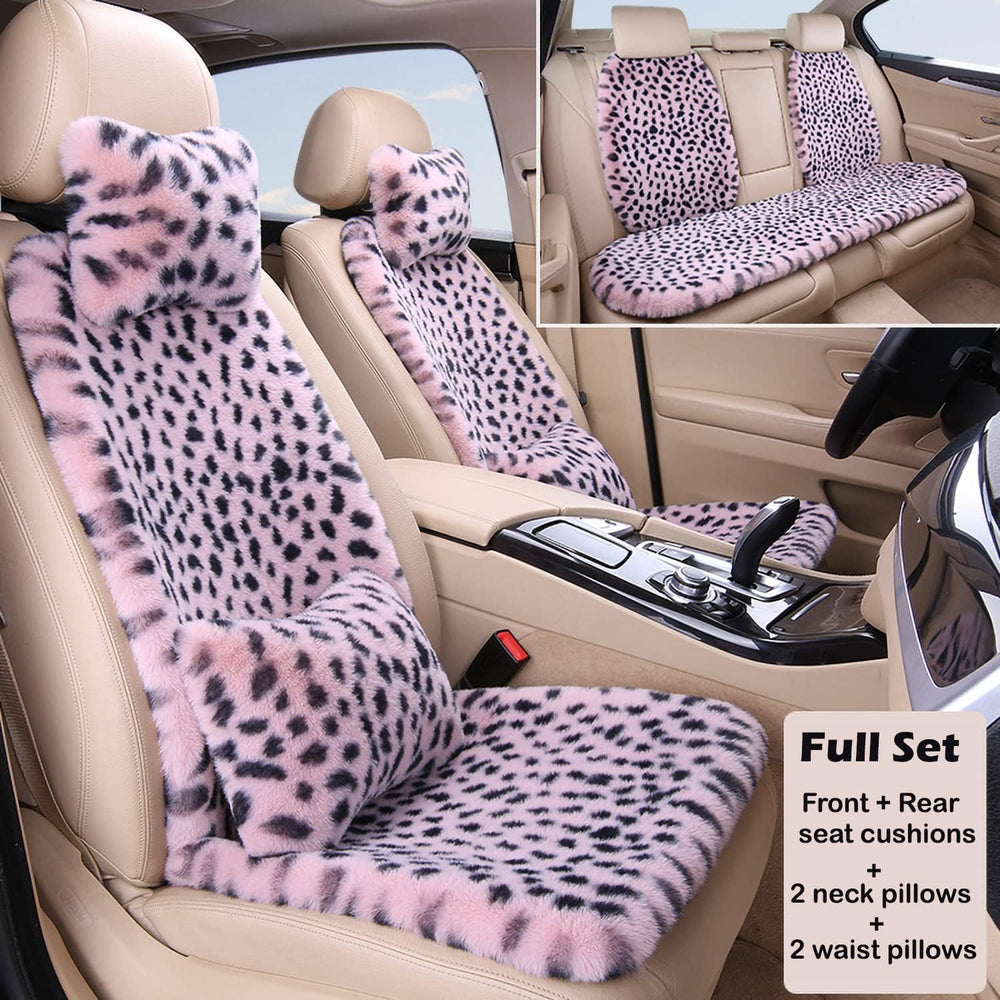 Fluffy Leopard Seat Covers for Cars Front Seat Covers Bench Seat Covers Back ...