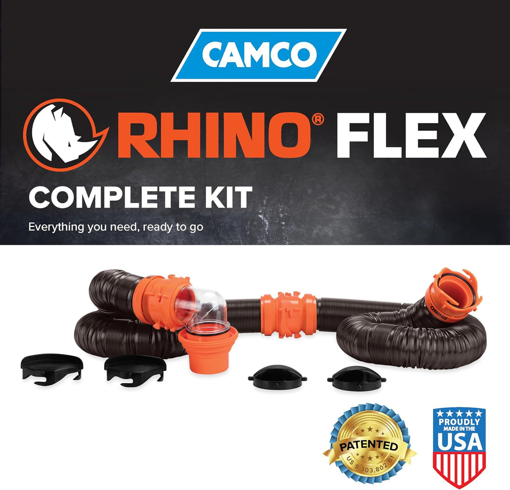 Camco RhinoFLEX 20-Ft Complete RV Sewer Hose Kit - Made in the USA