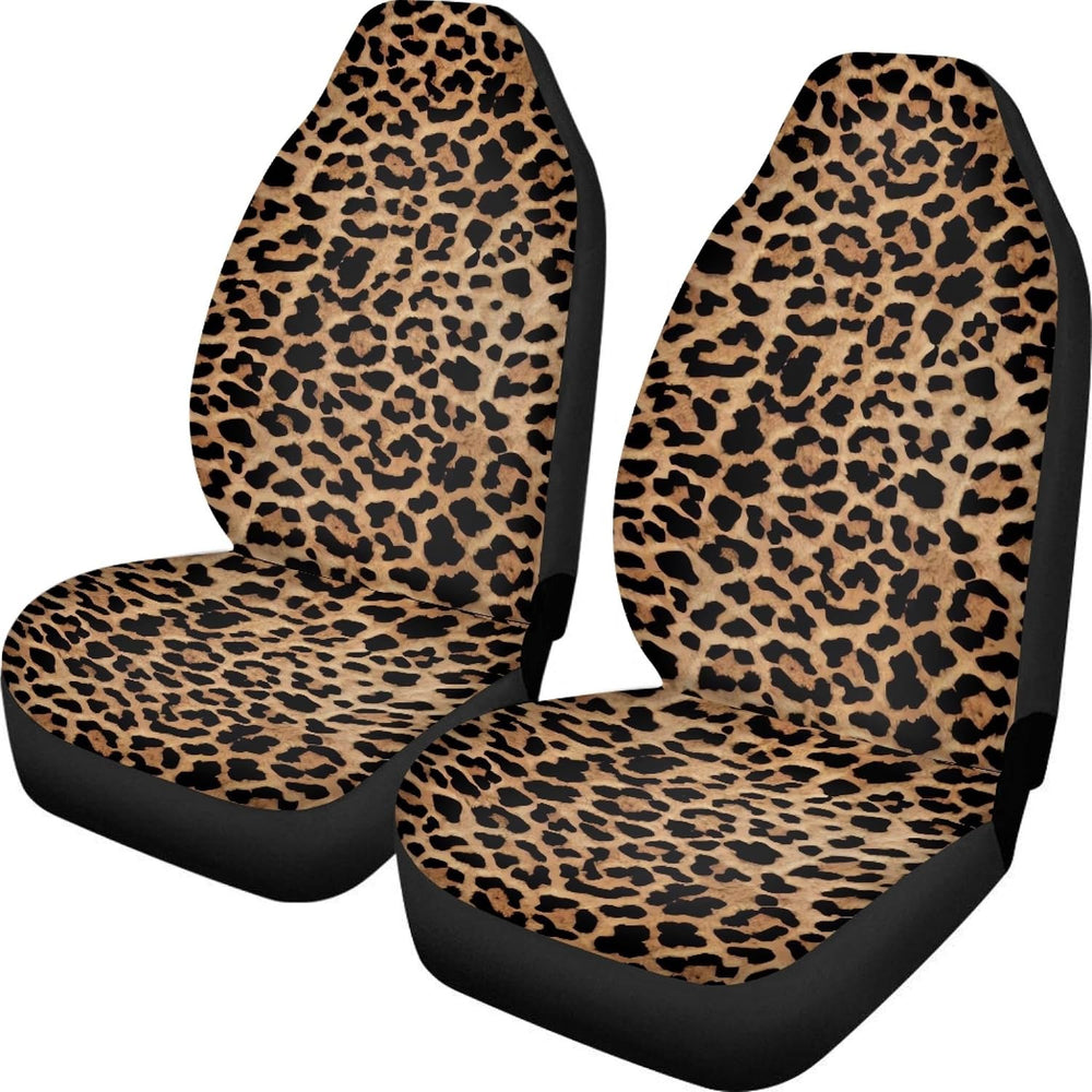 UNICEU Classic Brown Leopard Car Seat Covers Front Seats Only Set of 2, Soft ...