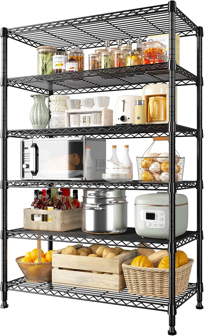 REIBII 71" H Storage Shelves 6 Tier Wire Shelving Unit 1200LBS Metal She...