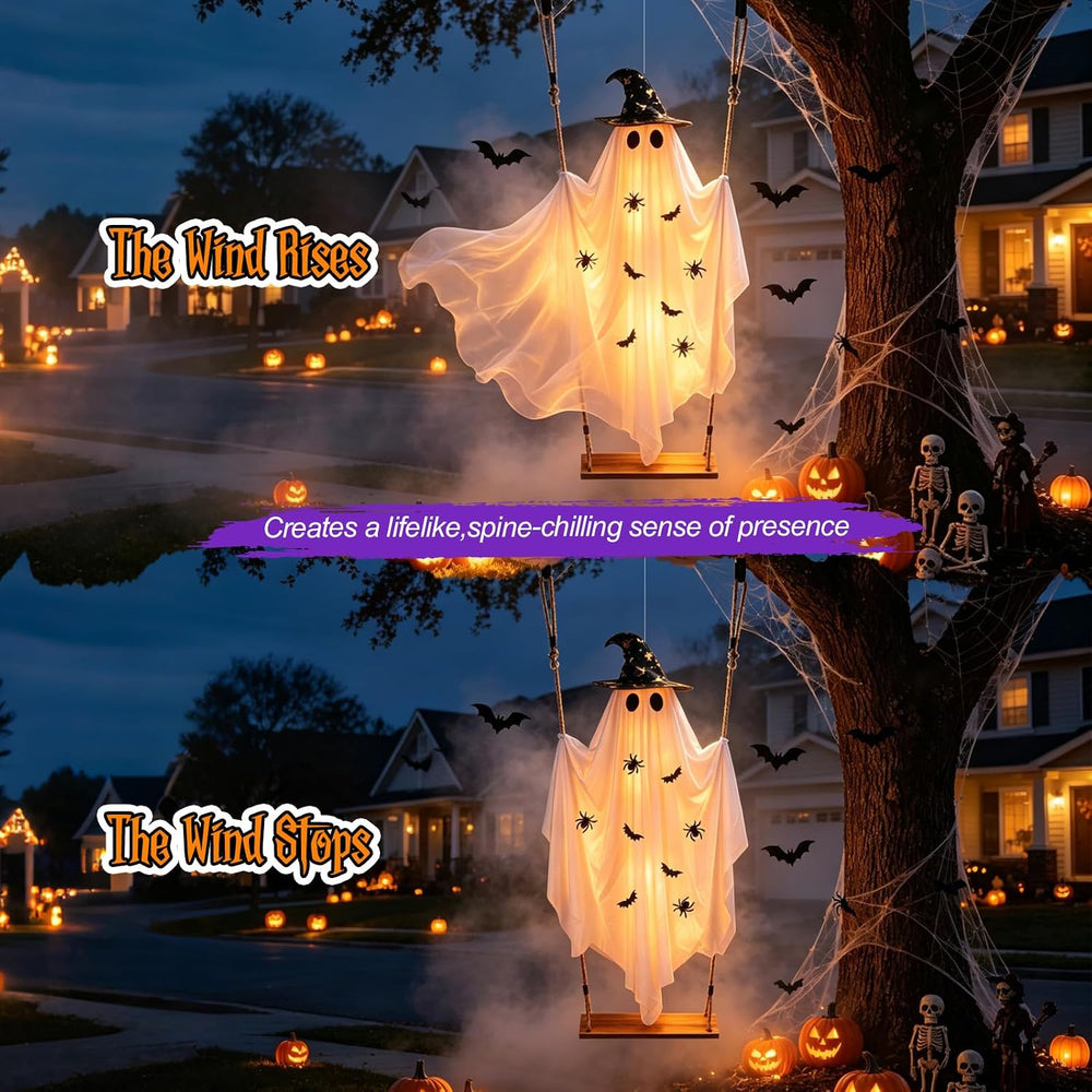 Halloween Outdoor Decorations,5 FT Large Hanging Swing Ghost