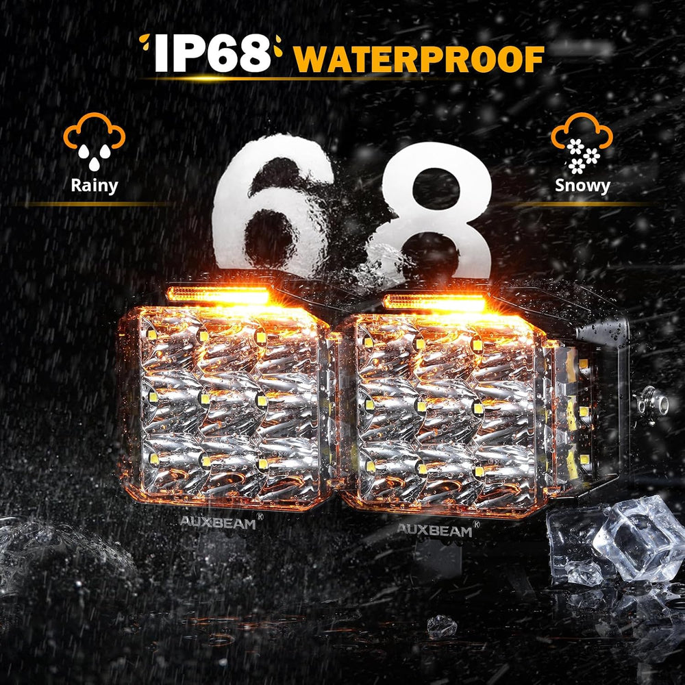 Auxbeam V-MAX Series 5" 168W LED Cube Pod 270ยฐ Side Shooter Fog Light Pods