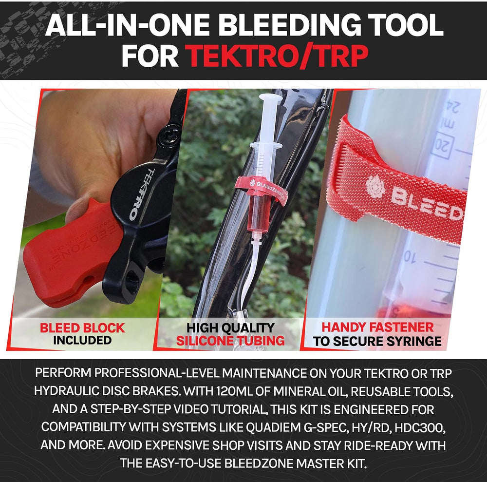 BleedZone Mineral Oil Brake Bleeder Kit Compatible with Tektro TRP, 100ml