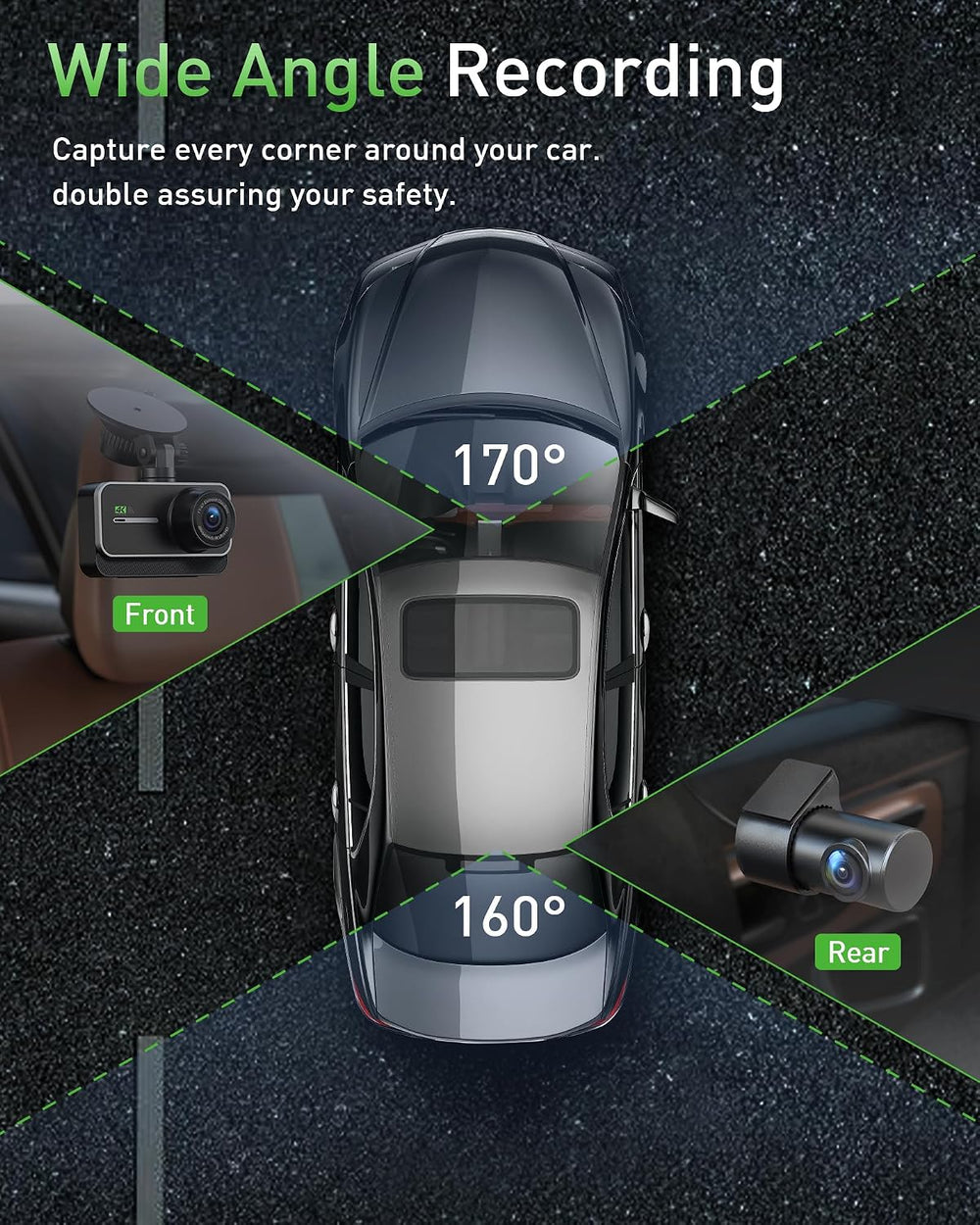 Dash Cam Front and Rear,4K+1080P WiFi Dual Dash Camera for Cars with App, 3&q...