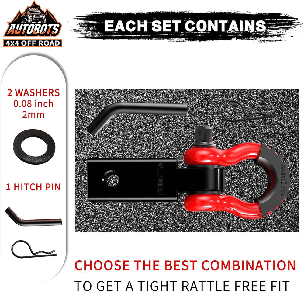 AUTOBOTS Tow Hitch Receiver 2" Shackle Hitch Receiver Red