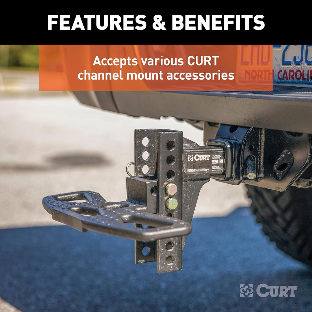 CURT 45900 Adjustable Dual-Ball Channel Mount, 2" Shank, 6" Drop