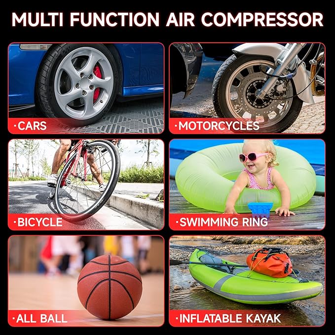Car Battery Jump Starter with Air Compressor Portable Tire Inflator, 260PSI