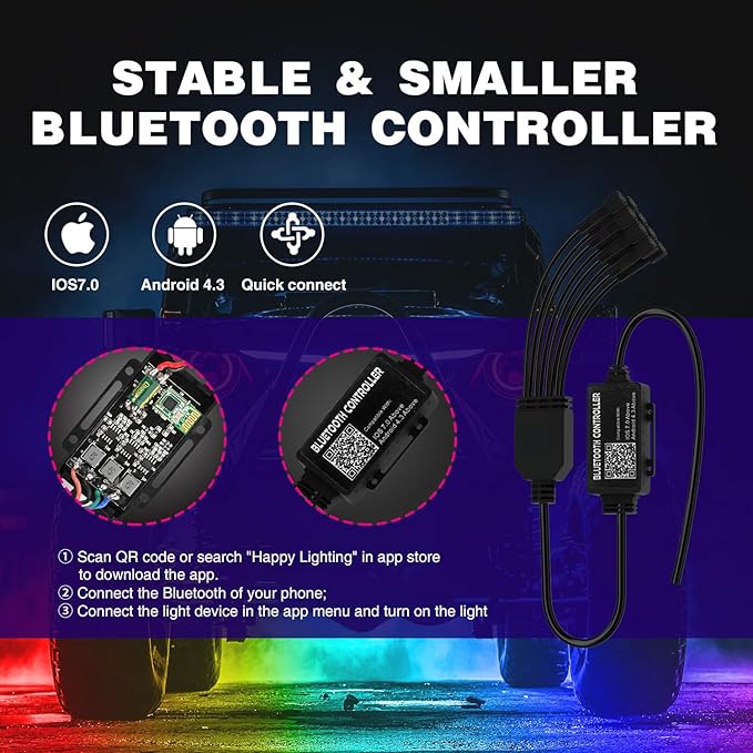 Nilight RGB LED Rock Lights Kit 8 pods Underglow Neon Multicolor