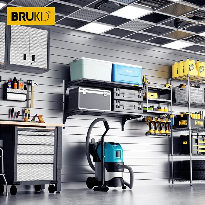 2 Tier 1.3x3ft Garage Shelving Wall Mounted, 400 lbs Load Capacity, 15.6x36inch