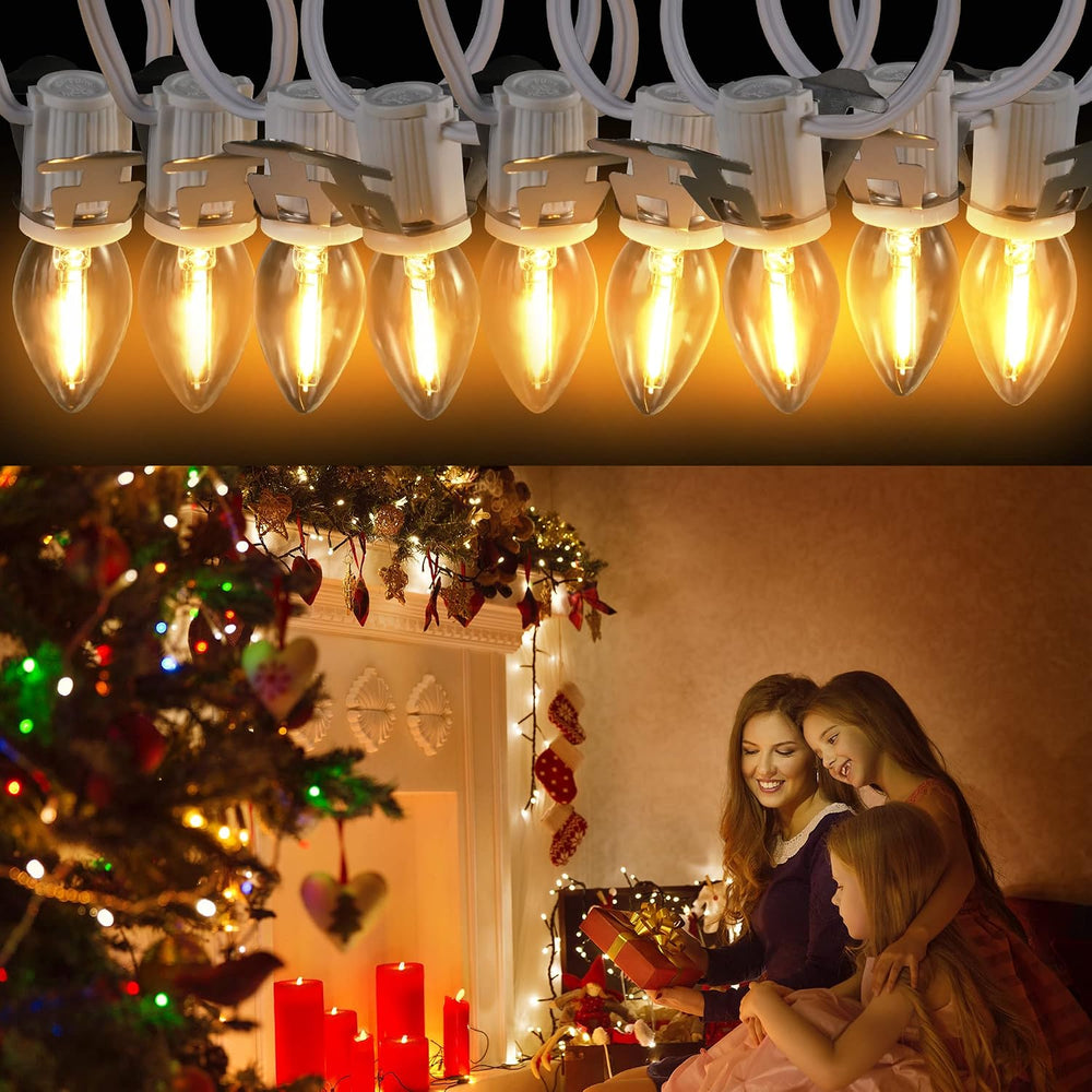 2 Pack Accessory Cord with 24 LED Light Bulb, C7 Cord Clip Christmas Village ...