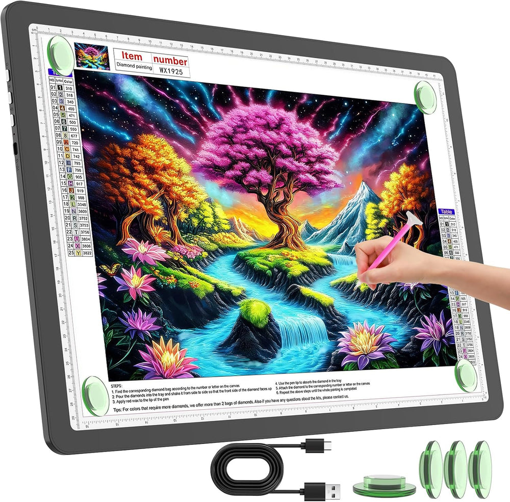 TOHETO Rechargeable A3 Light Pad for Diamond Painting, Ultra Bright Tracing L...
