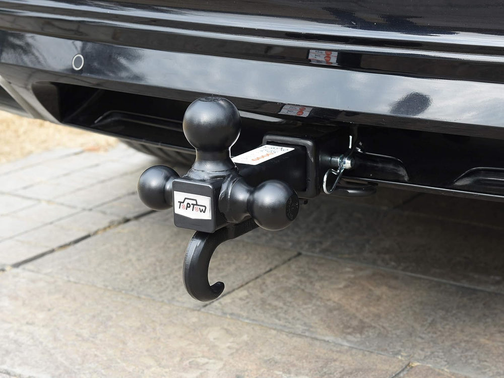TOPTOW 64181 Trailer Receiver Hitch Tri Ball Mount with Hook Black Balls Fits...