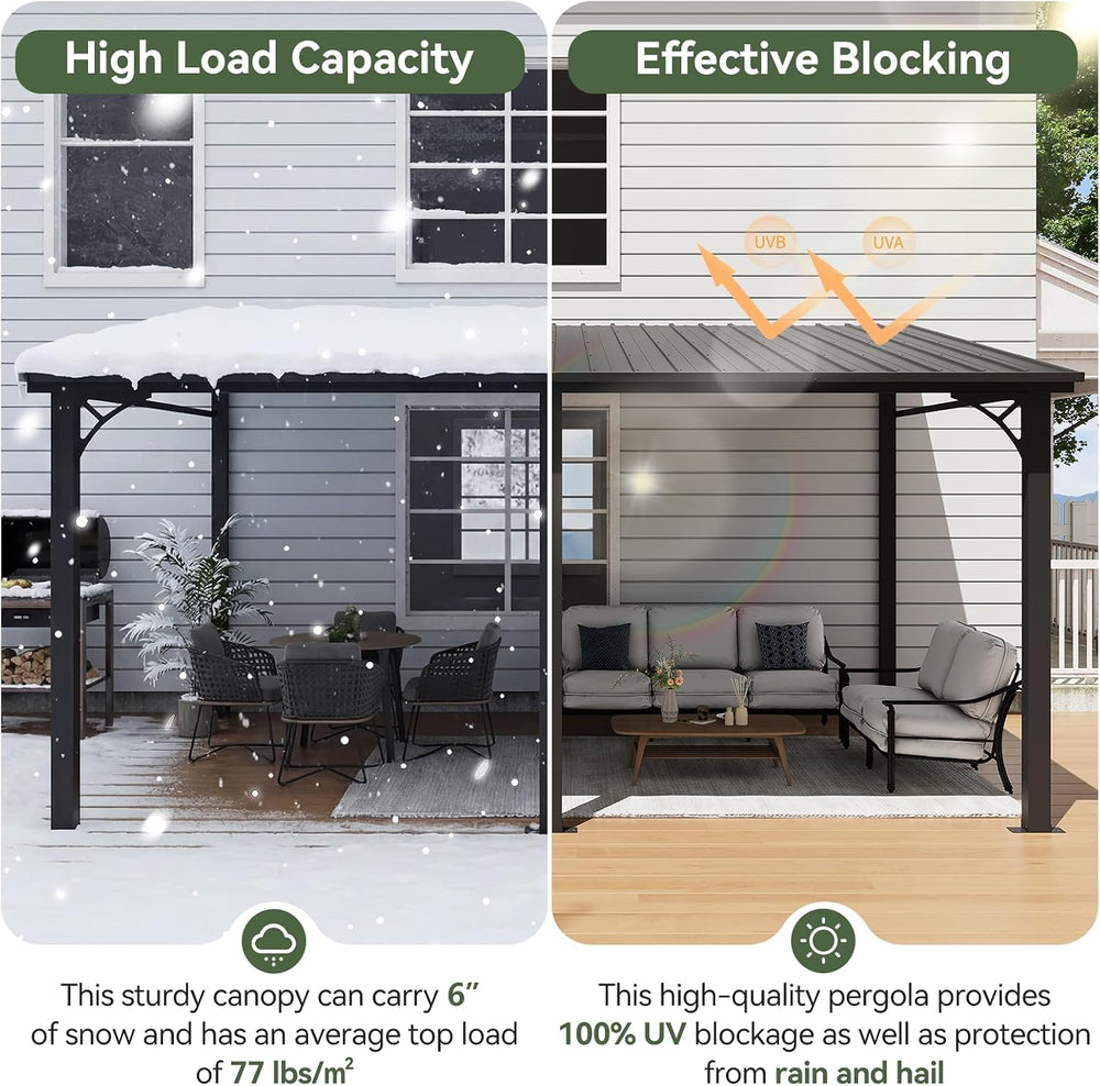 Aoxun 10' x 14' Lean to Gazebo Pergola with Sloping Roof for Patio, B...