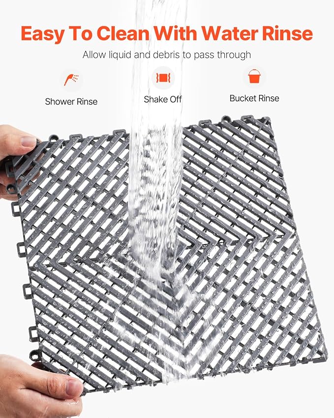 VEVOR Interlocking Drainage Mat, 12” x 12” Modular Interlocking Cushion (40 Pcs)