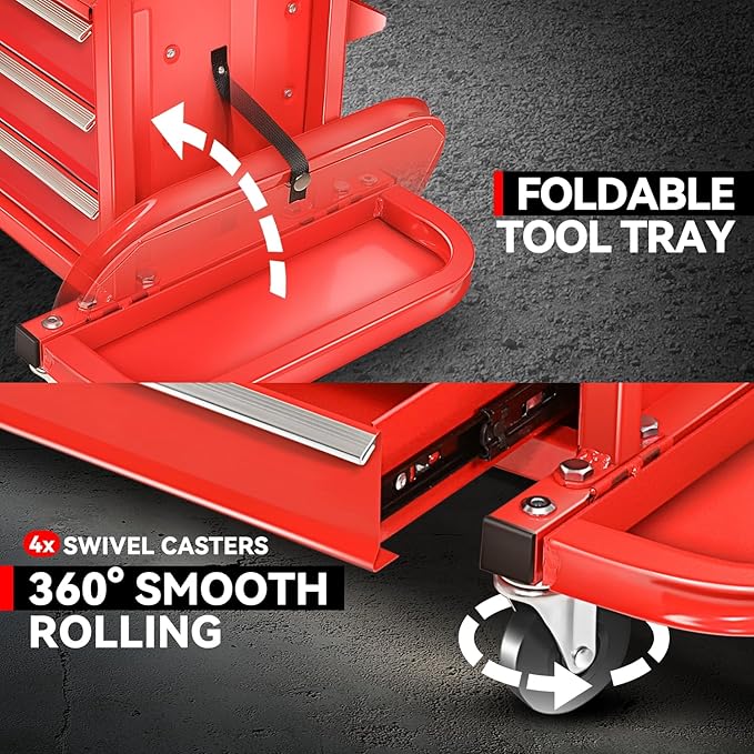 Auto Dynasty 3-Drawer Mechanic Rolling Seat, 350 LBS Capacity Roller Garage