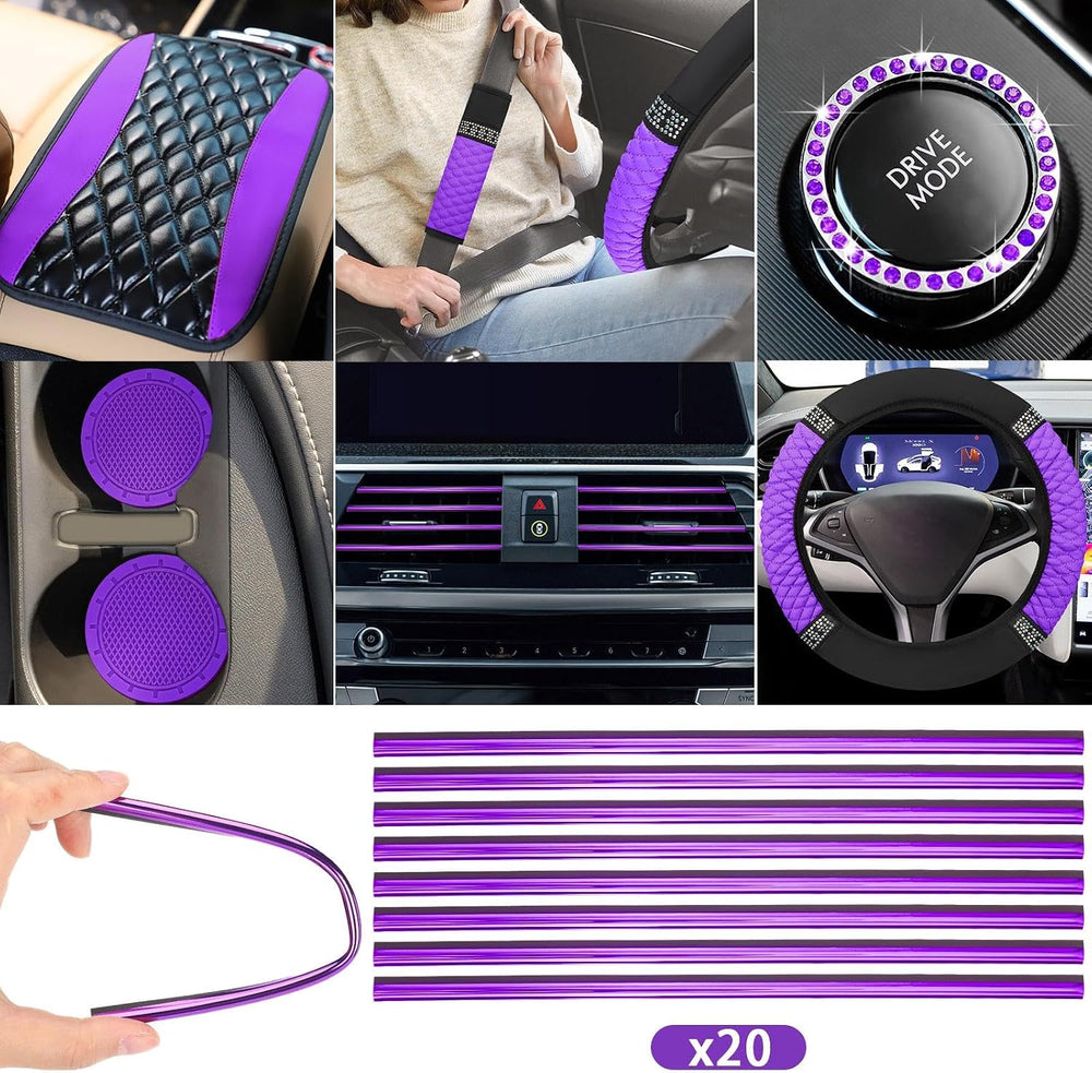 BBTO 43 Pcs Car Accessories Set for Women Front Seats and Rear Bench Polyeste...