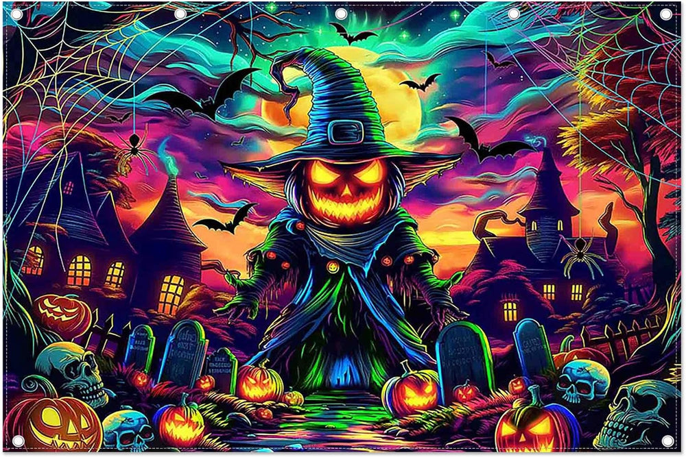 12x8ft Colorful Halloween Pumpkin Photography Backdrop