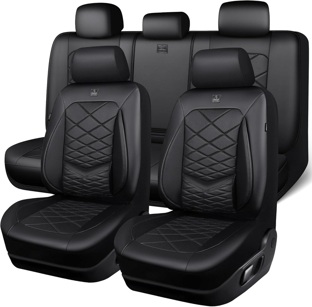 CAR PASS Luxury Nappa Leather Seat Covers Full Set, Water Resistant Faux Leat...