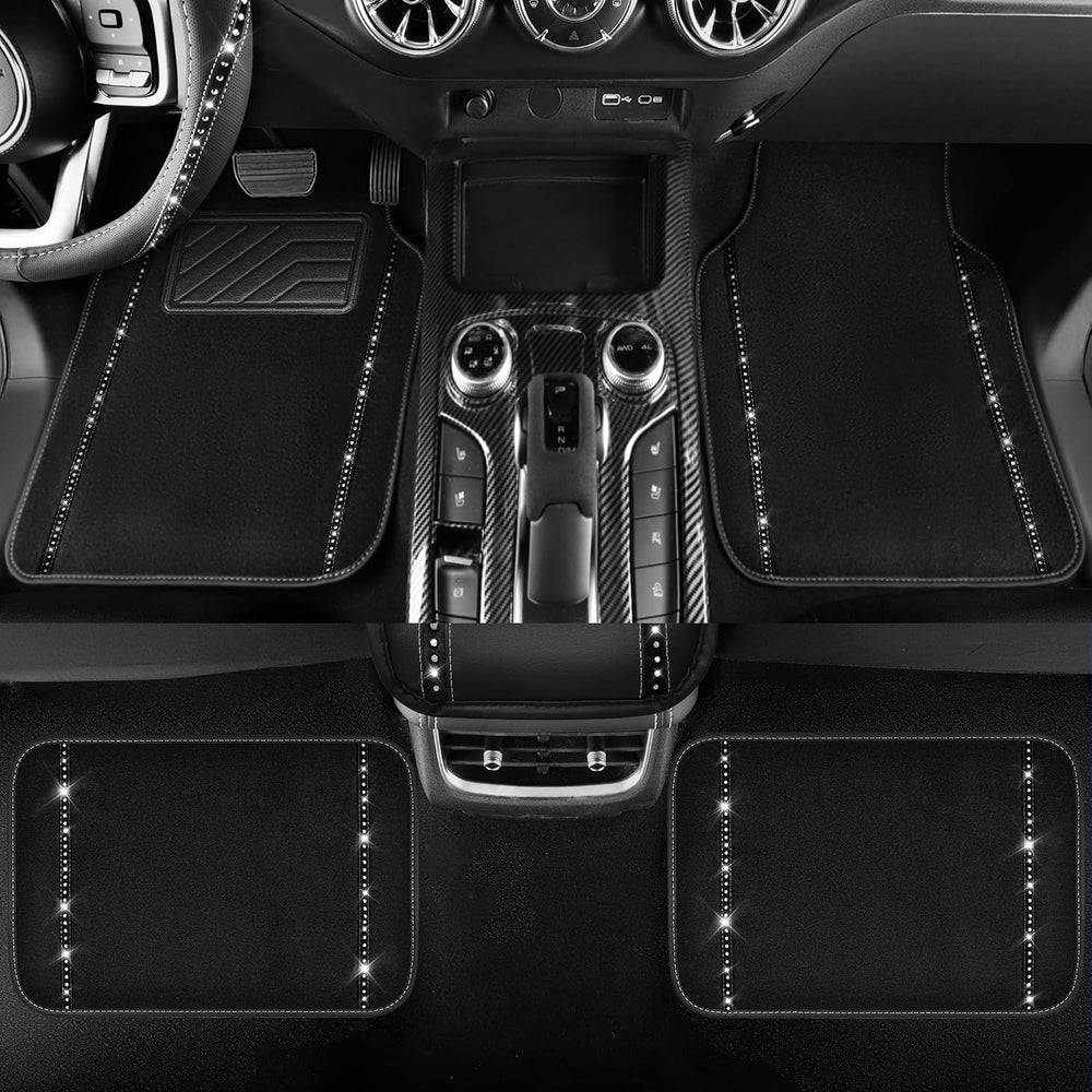 CAR PASS 14 PCS Bling Diamond Car Accessories Set for Women, Leather Seat Cov...
